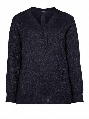 1к Пуловер, черный  Anna Scholz Женственный пуловер от Anna Scholz f&uuml;r Sheego с блестящими эффектами. Глубокий треугольный вырез, края резиночной вязкой и завязки. Удлиненная форма с длинными рук