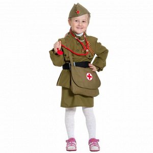 Карнавальный костюм "Медсестра военная" текстиль дет. рост 140-146 см