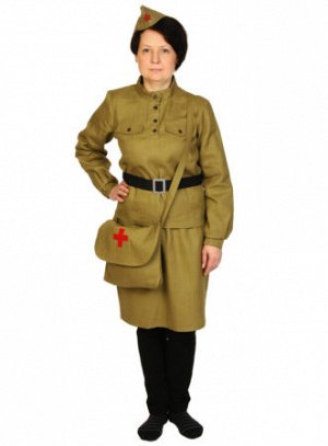 Карнавальный костюм "Медсестра военная" текстиль взр. рост 165 см (размер 46-48)