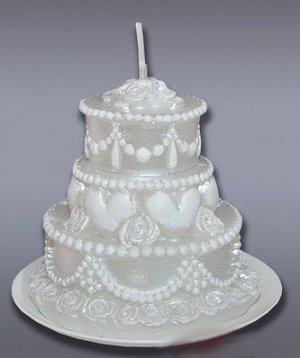 Свеча свадебная "Тортик" h=7,2 см (время горения - 5 ч.)