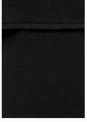 1к Пуловер, черный  Vivance Collection Актуальная мода с соблазнительными деталями. Эффектные вырезы на плечах и привлекательный волан. Подчеркивающий фигуру узкий силуэт с женственным круглым вырезом