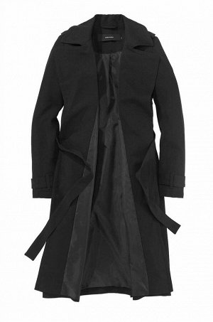 1r Пальто, черное VERO MODA Невероятный крой и изысканные детали. Пальто Export от Vero Moda в стиле плаща с широкими лацканами и поясом. Обрамляющий фигуру свободный крой с погонами, кокеткой и боков