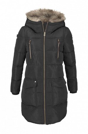1r Куртка, черная VERO MODA Непринужденная куртка для плохой погоды. Контрастная отделка искусственным мехом. Обрамляющий фигуру силуэт с воротником-стойкой, 2 большими карманами с клапанами на пугови