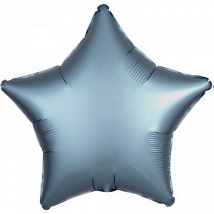 Шар Ф 19" Звезда Сатин Steel Blue/серыйА 48 см
