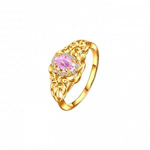 Кольцо 1-00101 –  Серебро с позолотой : Розовый