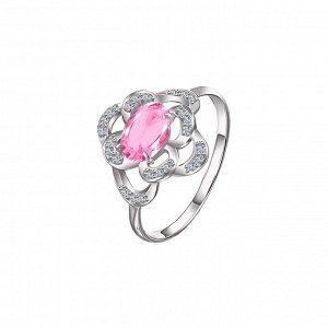 Кольцо 1-00019 –  Серебро с родированием : Розовый
