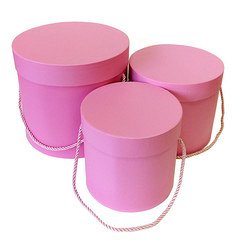 Набор коробок 3в1 цилиндр H22хD20 / H18хD16 / H16хD15см, Романтичный, розовый