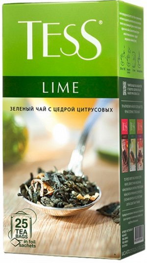АКЦИЯ! -25% за 4 пачки! Чай Tess Lime green tea 25 пак х 4шт