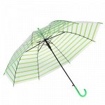Зонт-трость &quot;Полоска&quot;, полуавтоматический, R=46см, цвет зелёный