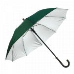 Зонт-трость &quot;Однотонный&quot;, полуавтоматический, R=56см, цвет зелёный/серебристый