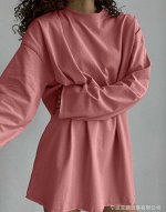 ФУТБОЛКА С ДЛИННЫМ РУКАВОМ, ЦВЕТ РОЗОВЫЙ