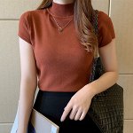 ВОДОЛАЗКА ЖЕНСКАЯ С КОРОТКИМ РУКАВОМ, ЦВЕТ КИРПИЧНЫЙ
