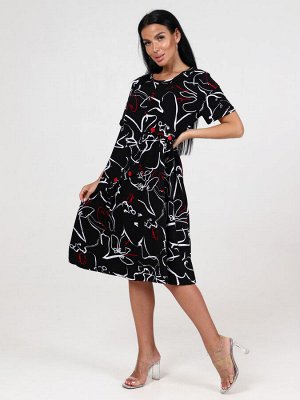 А-Дина 855 ПЛАТЬЕ ЖЕНСКОЕ (Узоры на черном)