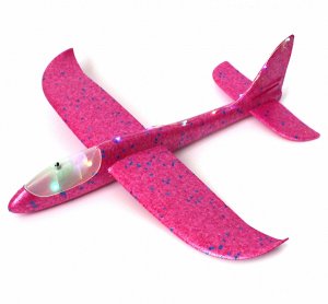 Самолет метательный планер со светящейся лентой и кабиной Розовый 48 см.