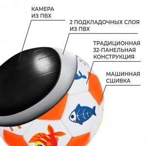 Футбольный мяч, машинная сшивка, 32 панели, р. 2, EVA, цвета МИКС