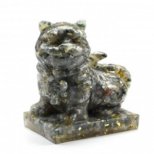 Фигурка из агата мохового и смолы "Тигр" 95*60*93мм