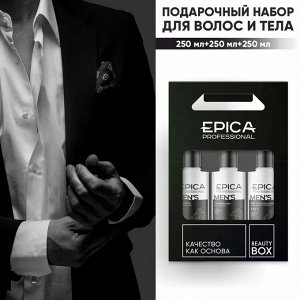 Подарочный набор мужской Шампунь + Кондиционер + Шампунь для волос и тела Epica Professional MEN`S 250мл х 3 Эпика