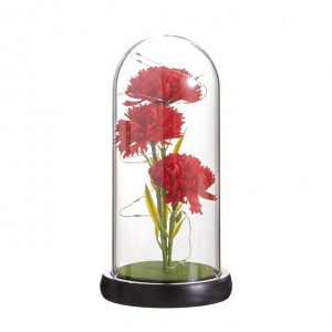 Фигурка светящаяся колба RISALUX «Гвоздики», LED-ночник, красный, 3xААА, 10.5x10.5x22 см