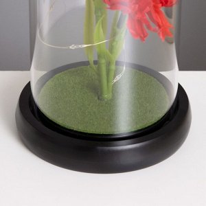 Фигурка светящаяся колба RISALUX «Гвоздики», LED-ночник, красный, 3xААА, 10.5x10.5x22 см