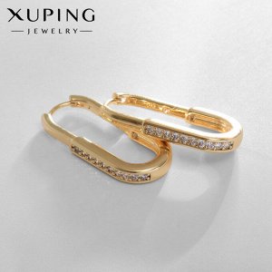 Серьги со стразами XUPING признание, дорожка, белые в золоте