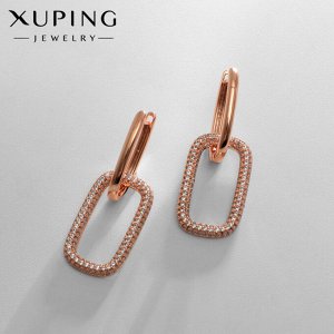 Серьги со стразами XUPING леди, белые в розовом золоте