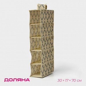 Органайзер подвесной Доляна «Гэтс», 5 отделений, 30x15x70 см, бежевый