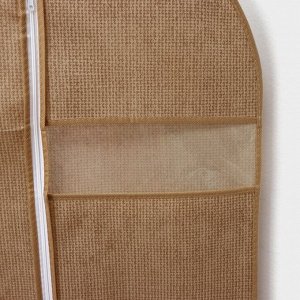 Чехол для одежды Доляна «Гусиная лапка», ПВХ окно, 60x90 см, бежевый