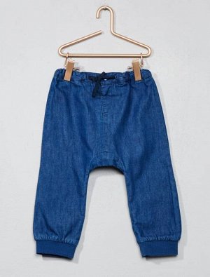 Брюки-шаровары из легкой джинсовой ткани