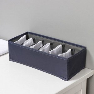 Органайзер для хранения белья LaDо́m, 6 ячеек, 34x15x10 см, графитовый