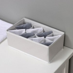 Органайзер для хранения белья LaDо́m, 8 ячеек, 24x14x10 см, серый