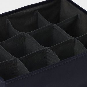 Органайзер для хранения белья LaDо́m, 12 ячеек, 32x24x12 см, графитовый