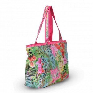 Пляжная сумка 1-286 розовая цветы