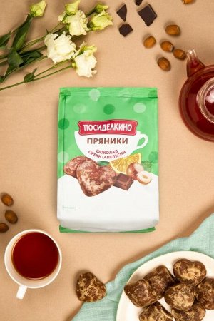 Пряники ПОСИДЕЛКИНО 250г Шоколад,фундук,арахис и апельсиновые цукаты 1/15