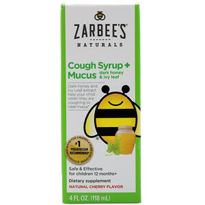 Zarbee's, Детский сироп от кашли и мокроты с темным медом, натуральный вишневый вкус, (118 мл)