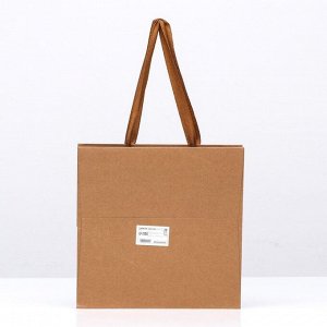 Пакет крафт с квадратным дном и окном 25x25x25 см Крафт, 1 шт.