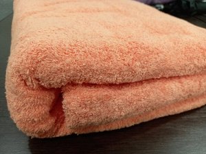 Махровая двуспальная простыня 190*220 см хлопок цвет Мандарин