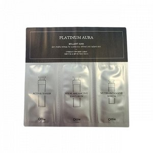 Набор пробников с платиной (тонер, эмульсия, серум) [Sample] Platinum Aura 3 step sachet