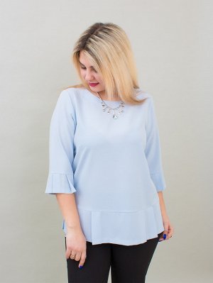 Блуза со складками, бледно-голубой