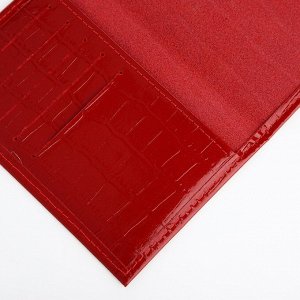 Обложка для паспорта, 5 карманов для карт, крокодил, цвет красный