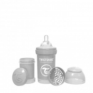 Антиколиковая бутылочка Twistshake для кормления 180 мл. Пастельный серый (Pastel Grey).