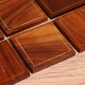 Подставки под горячее, 6 шт, 10x8x8 см, дерево шишам