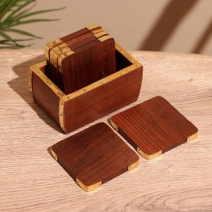 Подставки под горячее, 6 шт, 10x6.5x7 см, дерево шишам