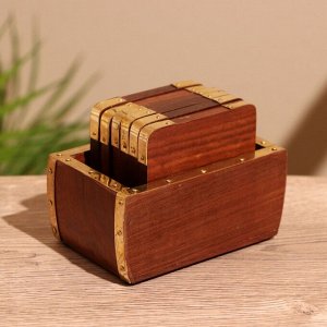 Подставки под горячее, 6 шт, 10x6.5x7 см, дерево шишам