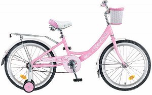 Велосипед NOVATRACK 16" GIRLISH LINE,розовый, алюм.рама, тормоз нож, цвет крылья, хром багажник, пер