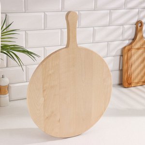 Доска разделочная деревянная с ручкой, 34x2 см, круглая