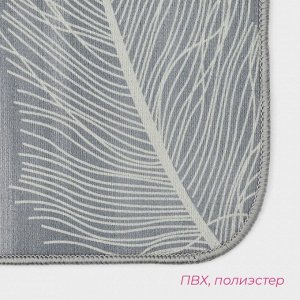 Коврики для ванной и туалета Доляна «Пёрышки», 2 шт., 50x80 см, 40x50 см, серые
