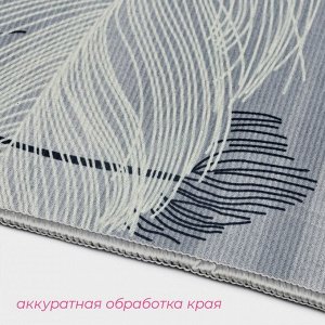 Коврики для ванной и туалета Доляна «Пёрышки», 2 шт., 50x80 см, 40x50 см, серые