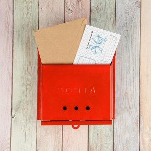Ящик почтовый «Письмо», горизонтальный, без замка (с петлёй), красный