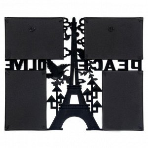 Фоторамка пластик на 4 фото 10х15 см "Жизнь в Париже" чёрная 33х41 см