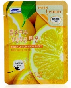 Маска 3W CLINIC тканевая для лица ЛИМОН Fresh Lemon Mask Sheet (Ю.Корея)